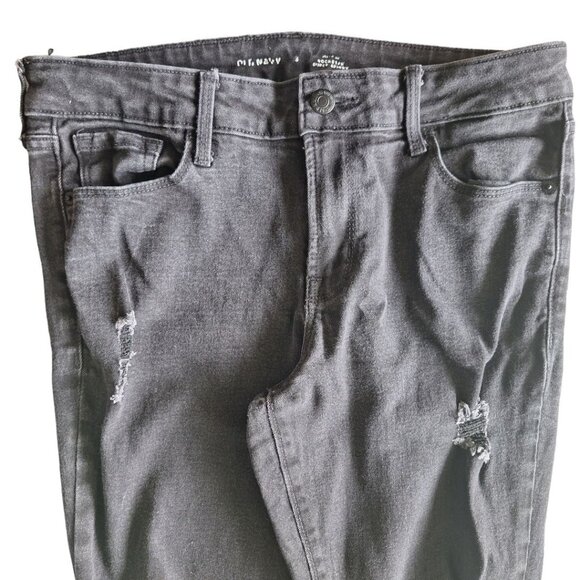 Old Navy Rockstar Super Skinny Black Jeans Womens Size 6 Distressed Stretch - Picture 6 of 8